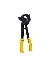 Cortador de cable Innovaciones Industriales con mecanismo de rachet, mangos amarillos ergonómicos y cabezal endurecido