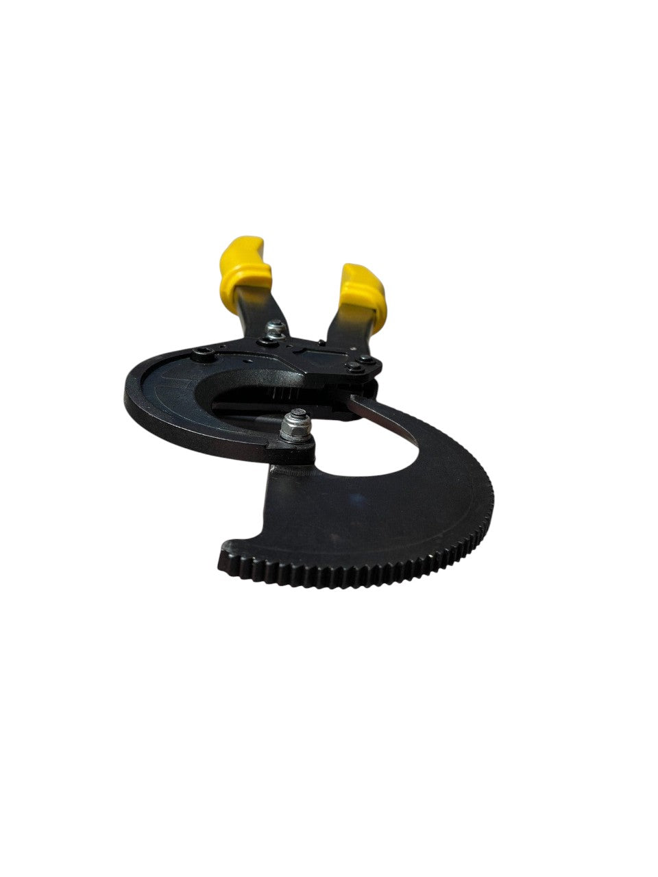 Cortador de cable Innovaciones Industriales de 500 mm2 con mecanismo de trinquete, cabezal negro y mangos amarillos